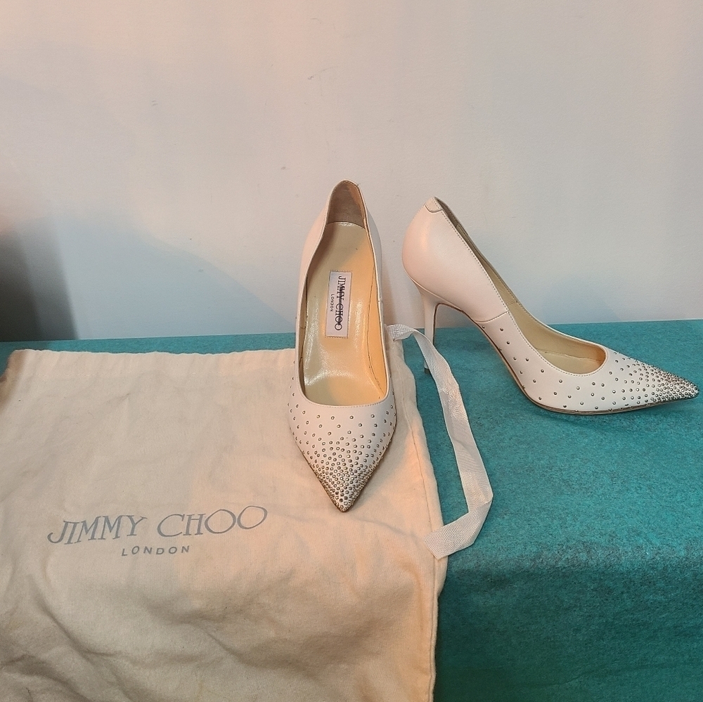 Jimmy Choo White Leather Heels